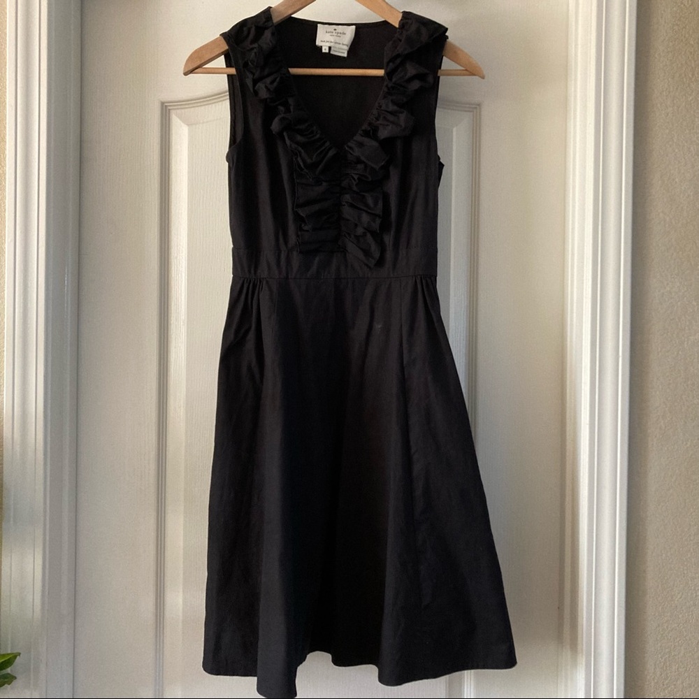 Kate Spade Popplin Ruffle V Neck Dress - Picture 2 of 8